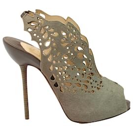 Christian Louboutin-Christian Louboutin Markesling 120 Escarpins en Poils de Poney Gris-Gris