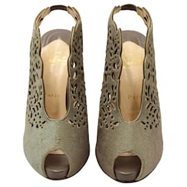 Christian Louboutin-Christian Louboutin Markesling 120 Escarpins en Poils de Poney Gris-Gris