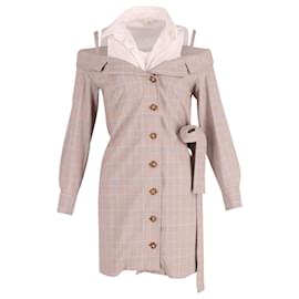 Maje-Maje Trompe-l’oeil Shirt Dress in Beige Polyester-Brown,Beige