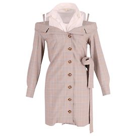 Maje Trompe-l’oeil Shirt Dress in Beige Polyester Brown Beige
