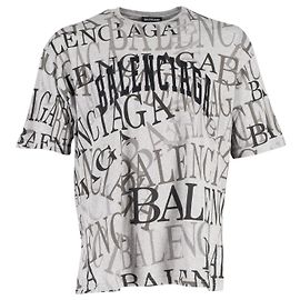 Balenciaga Chinatown Camiseta con logo integral en algodón gris Gris