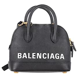 Balenciaga-Balenciaga Ville XXS Top Handle Bag in Black Calfskin Leather-Black