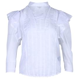 Isabel Marant Etoile-Blusa bordada Anny de algodón blanco de Isabel Marant Etoile-Blanco,Crudo