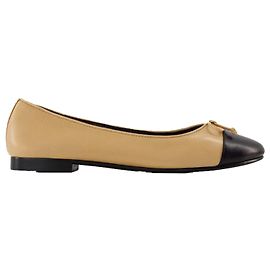 Cap Toe Ballerinas - Tory Burch - Leder - Beige Braun Beige