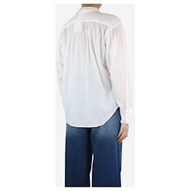 Isabel Marant Etoile-Blusa blanca de algodón con bordado inglés y volantes - talla UK 6-Blanco