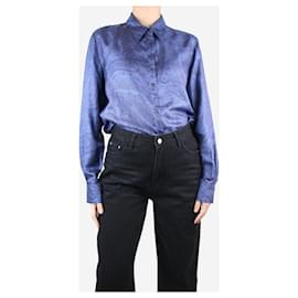 Loro Piana-Camicia con motivo cachemire in seta blu - taglia UK 20-Blu
