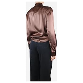 Loro Piana-Brown silk satin shirt - size UK 18-Brown