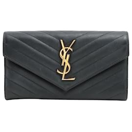 Saint Laurent-Black Paris V Stitch wallet-Black