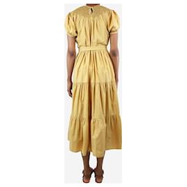 Autre Marque-Flax yellow smocked tiered dress - size XS-Yellow