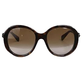 Gucci-Gucci – Runde, übergroße Sonnenbrille in Schildpattoptik, braun-Braun