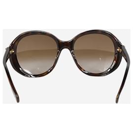 Gucci-Gucci – Runde, übergroße Sonnenbrille in Schildpattoptik, braun-Braun