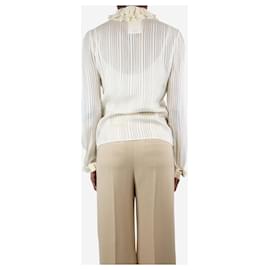 Saint Laurent-Cream silk striped ruffle shirt - size UK 8-Cream
