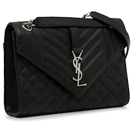 Saint Laurent-Saint Laurent Black Medium Triquilt Shoulder Bag-Black