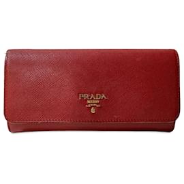 Prada-Prada Red Saffiano Lux Continental Portemonnaie-Rot