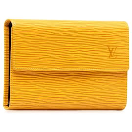 Louis Vuitton-Carteira Louis Vuitton Amarela Epi Porte Tresor Etui Papiers-Amarelo