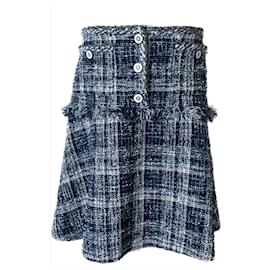 Chanel-Falda de tweed de Chanel de la colección de primavera de 2018.-Azul