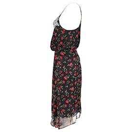Autre Marque-Dodo Bar Or Rose-Print Dress in Black Silk-Black