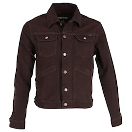 Tom Ford-Tom Ford Trucker Jacket in Brown Cotton Denim-Brown