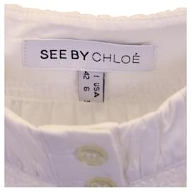 Chloé-See By Chloe Cut Out Shoulder Top in White Cotton-White