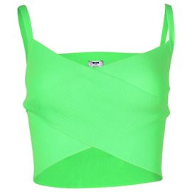 Top de malha MSGM em poliéster verde neon Verde