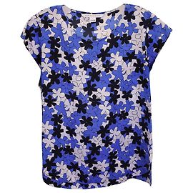 Diane Von Furstenberg Haut fleuri orné en soie bleue Bleu