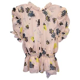 Self portrait Self-Portrait gerüschtes Top mit Blumenmuster aus rosa Polyester Pink