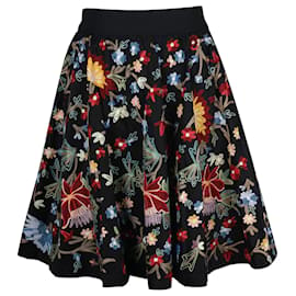 Alice + Olivia-Saia bordada floral Alice + Olivia em algodão preto-Preto