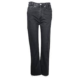 Sandro-Sandro Raw Hem Regular Fit Jeans in Black Cotton Denim-Black