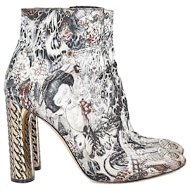 Casadei-Casadei Embroidered Ankle Boots in Multicolor Leather-Other
