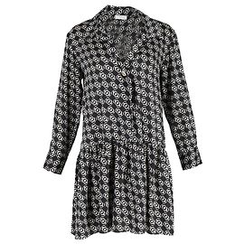 Mini abito camicia stampato Sandro in seta nera Nero