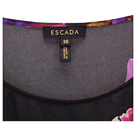 Escada-Escada Floral Cap Sleeve Top in Black Silk-Black