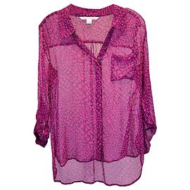 Diane Von Furstenberg – Bedrucktes Button-Up-Top aus lila Seide Lila