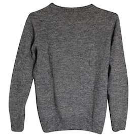 Ami-Ami Paris Long Sleeve Sweater in Grey Wool-Grey