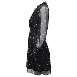 Diane Von Furstenberg-Diane Von Furstenberg Mini-robe imprimée à manches transparentes en soie noire-Autre