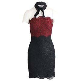 Sandro – Spitzenkleid im Farbblockdesign aus mehrfarbigem Polyester Andere Python drucken
