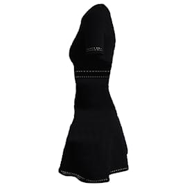 Sandro-Sandro Perforated Detail Dress in Black Viscose-Black
