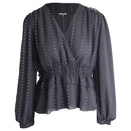 Maje Polka Dot Surplice Top aus schwarzem Polyester Schwarz