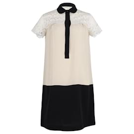 Max Mara-Max Mara Lace Panel Dress in Cream Silk-White,Cream