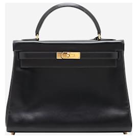 Hermès-Black 1994 Kelly 32 bag in Box Calf leather-Black