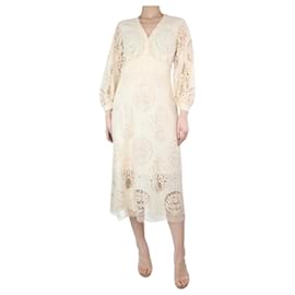 Maje-Neutral lace midi dress - size UK 12-Other