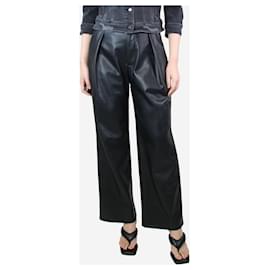 Mother-Black pleated faux leather trousers - size UK 8-Black