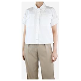 Max & Moi-White cropped pocket shirt - size UK 10-White