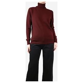 Crimson-Suéter de caxemira bordô com gola alta - tamanho L-Bordeaux