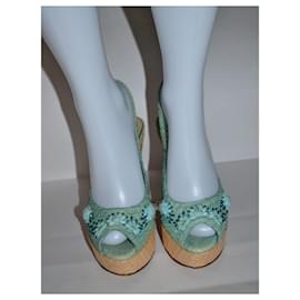 Dior-chaussures compensées-Vert clair