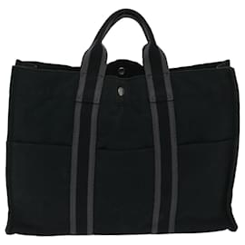 Hermès-HERMES Fourre Tout MM Tote Bag Canvas Black Auth 68173-Black