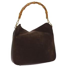 Gucci-GUCCI Bamboo Hand Bag Suede Brown 001 1705 1638 Auth ep3546-Brown