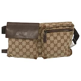 Gucci-Gucci GG Canvas Waist Bag 2Set Beige Auth 67102-Beige
