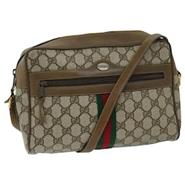 Gucci-GUCCI GG Supreme Web Sherry Line Shoulder Bag PVC Beige 68 02 005 auth 68227-Beige
