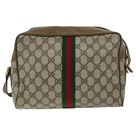 Gucci-GUCCI GG Supreme Web Sherry Line Shoulder Bag PVC Beige 68 02 005 auth 68227-Beige
