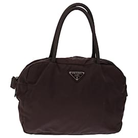 Prada-PRADA Hand Bag Nylon Brown Auth ac2805-Brown